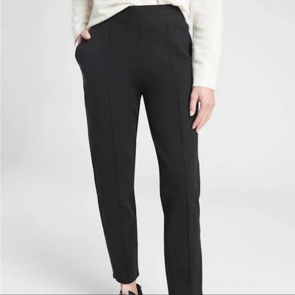 Athleta Venice Heathered Charcoal Pintuck Dress Casual Pants LT Large Ta…